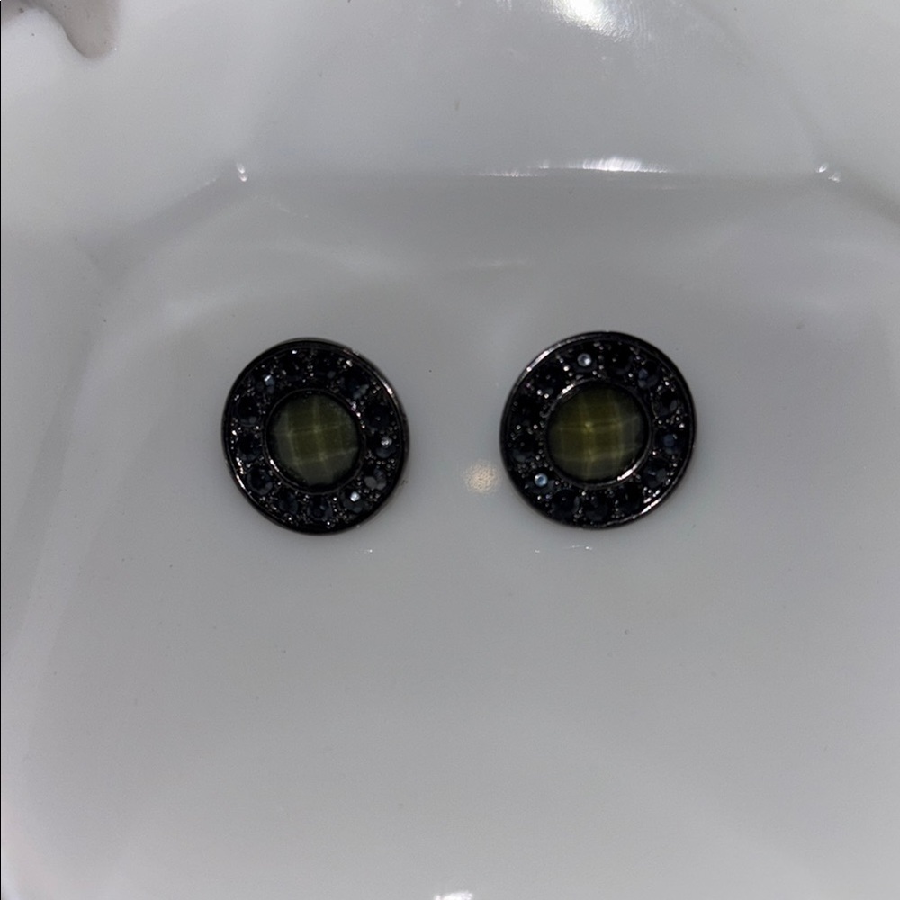 Black and Green Stud Earrings